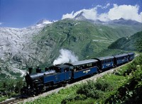 Steam train on Furka Bergstrecke