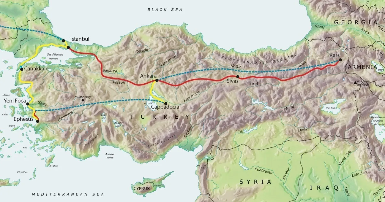 Turkey To Rome Map Turkish Rail Holiday: Treasures of Turkey