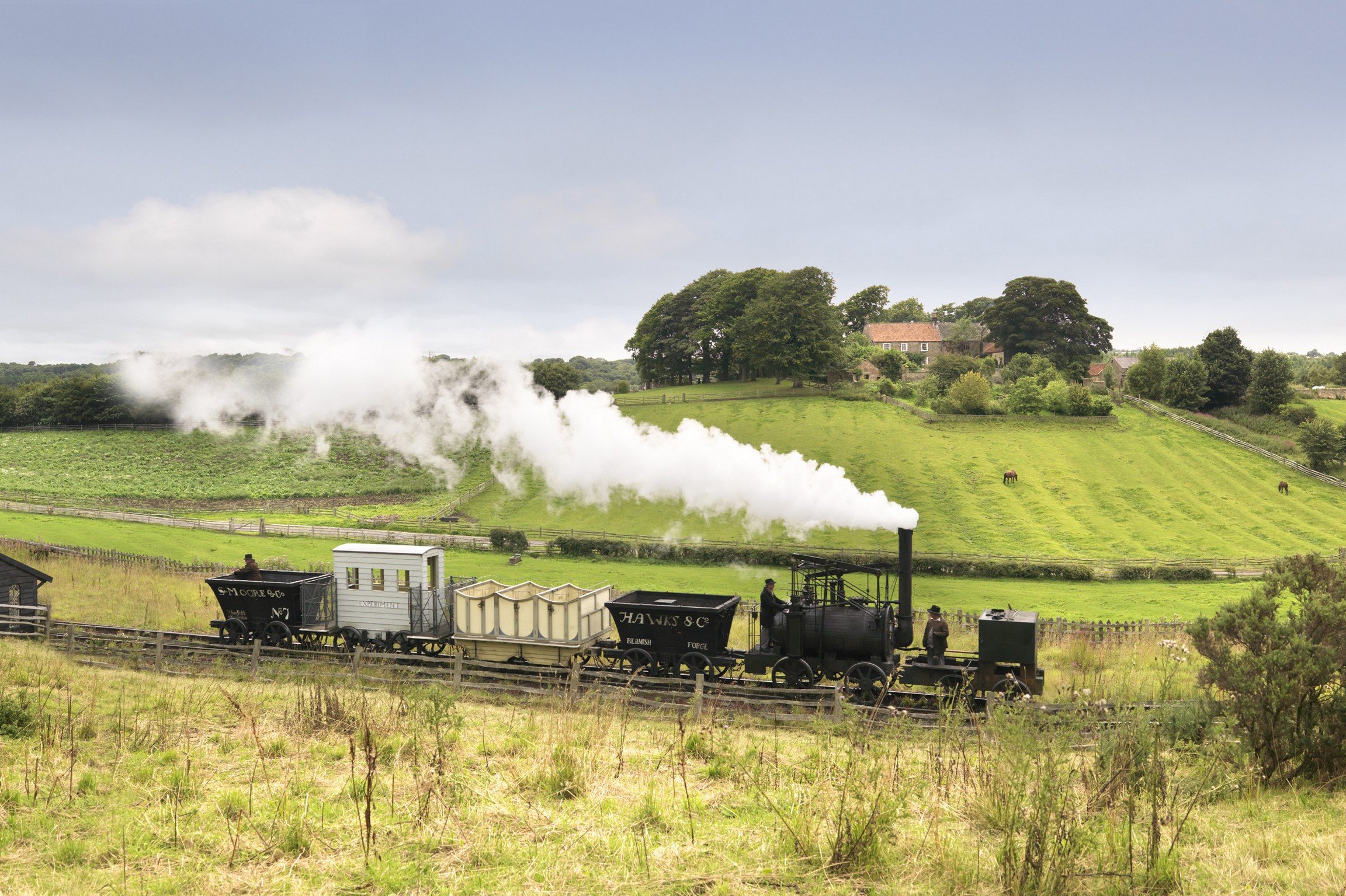 Beamish - Puffing Billy steams through the Georgian Landscape - © Beamish Museum Steam train